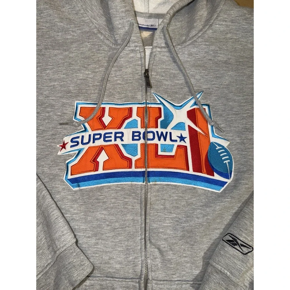 REEBOK Vintage Super Bowl XLI Sweatshirt Gray NFL Football 2007 Colts Bears 2XL